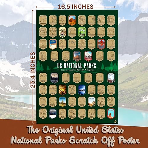 Miniatura 4 de Póster original para raspar los parques nacionales de Estados Unidos con herramienta de rascar, paquete de tubo a prueba de daños listo para regalo