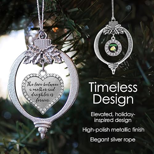 Miniatura 4 de Inspired Silver - My Vintage Initials - Adorno con dije de letra N - Adornos navideños cuadrados de plata con joyas de circonita cúbica