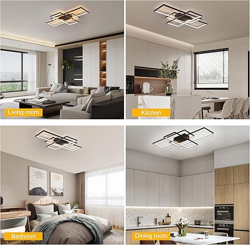 Miniatura 3 de Jaycomey - Lámpara de techo montada al ras, modernas lámparas LED de techo con 3 cuadrados. Luces de techo de acrílico para cocina, comedor o sala