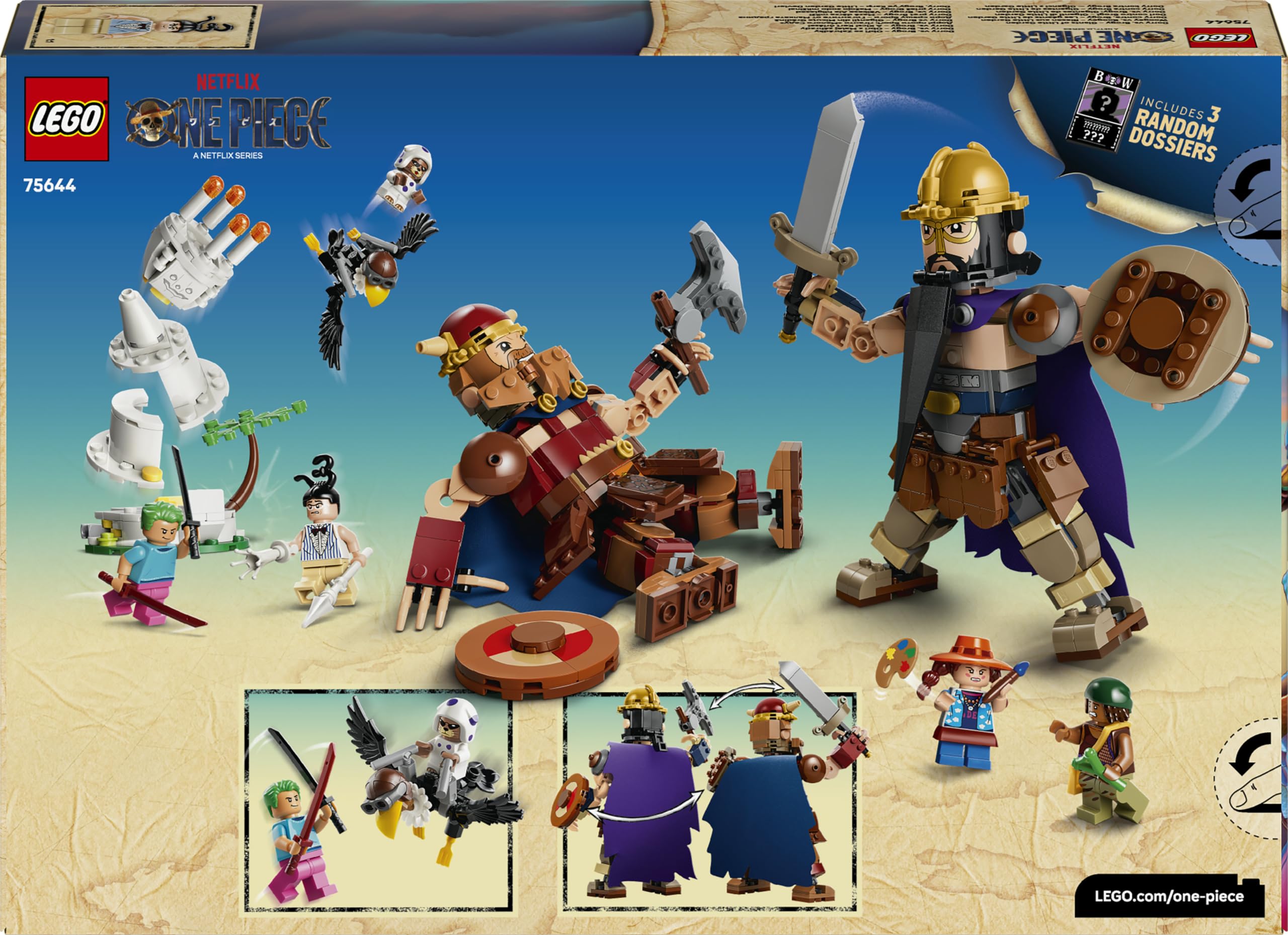 LEGO ONE PIECE Dori Contro Brogi – Giganti di Little Garden - Giocattolo Interattivo con 2 Action Figure e 5 Minifigure - Regalo per Bambini, Bambine e Fan da 9 Anni in su - 75644
