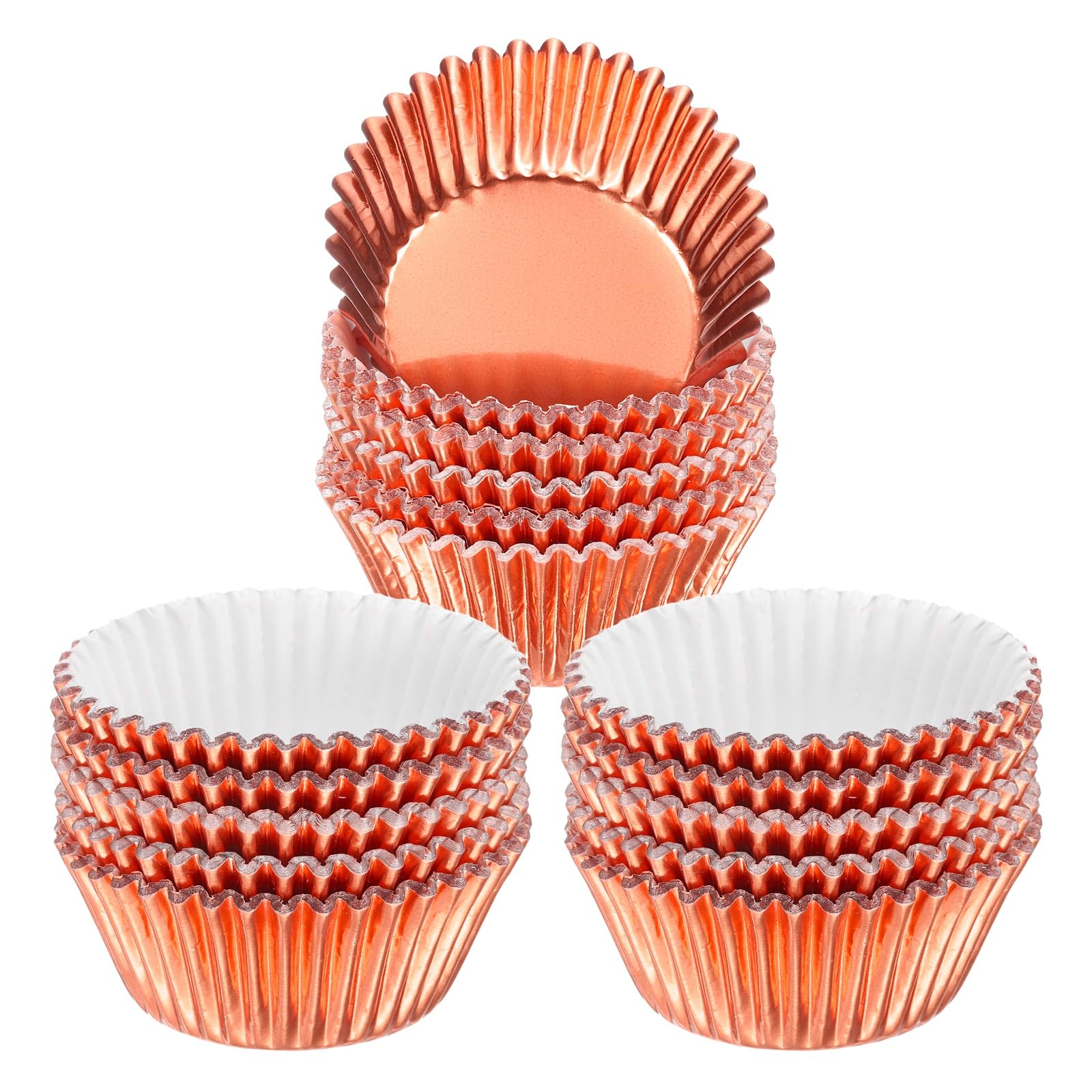 sourcing map 300 Count Champagne Foil Muffins Cupcake Liners Standard Size Metallic Baking Cups Wrappers Greaseproof for Party Wedding Birthday