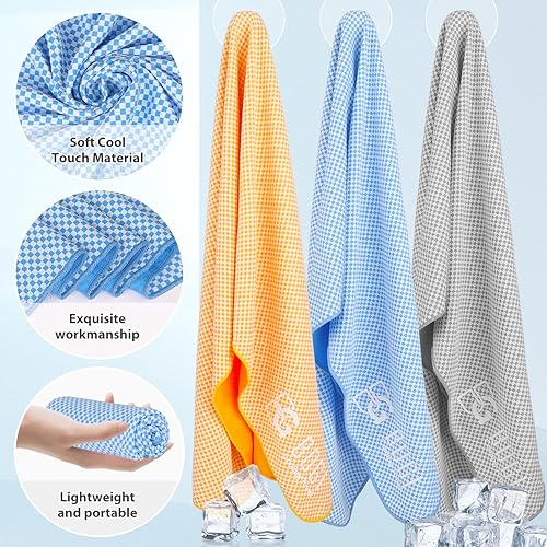 Miniatura 3 de BOGI Paquete de 2 toallas de enfriamiento para cuello y cara, toalla de hielo de 40 x 12 pulgadas para enfriamiento instantáneo, toalla suave y