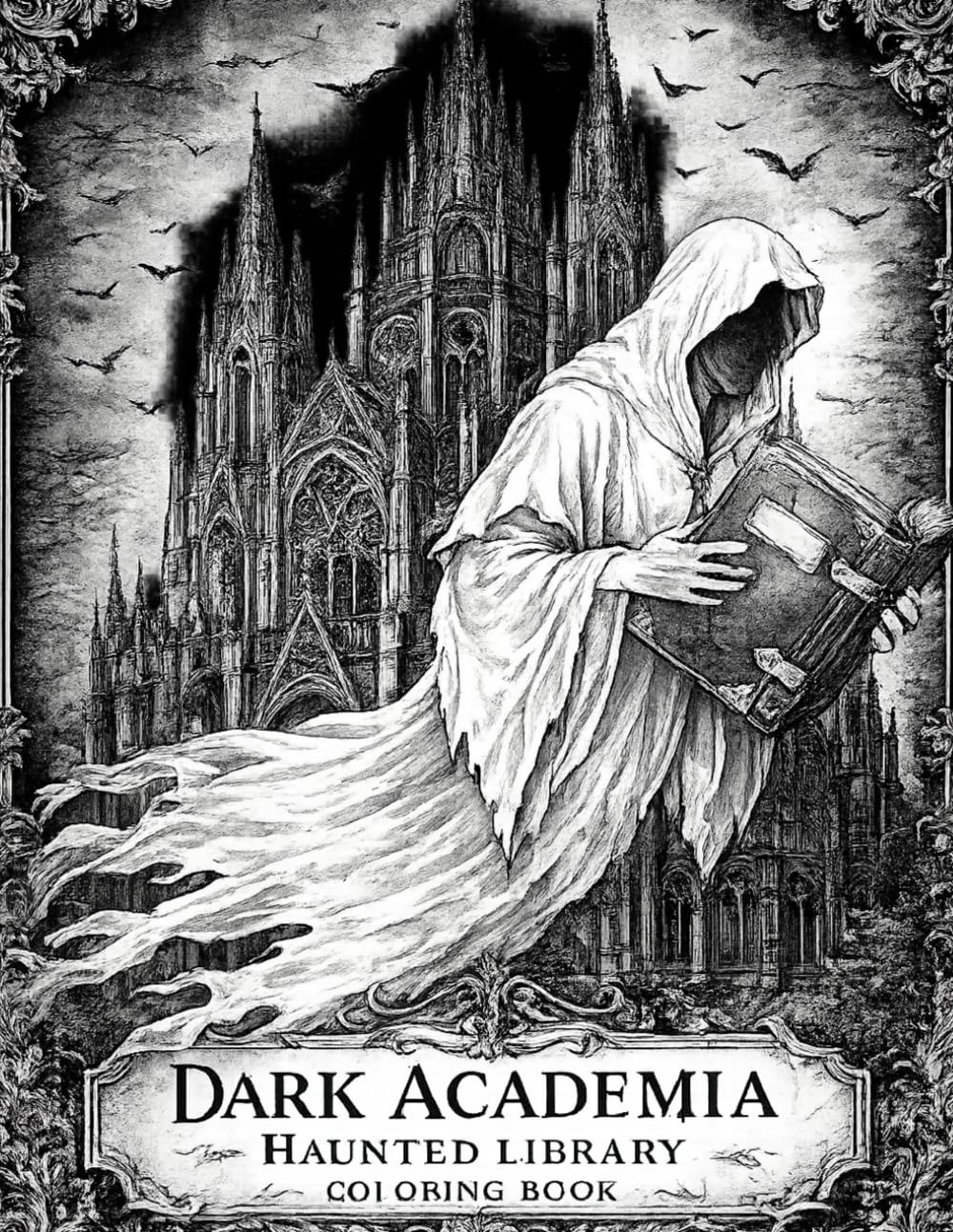 Dark Academia Haunted Library: A Gothic Coloring Book of Enchanted Libraries, Haunted Bookshelves, Candlelit Studies, and Mysterious Shadowed RoomsE