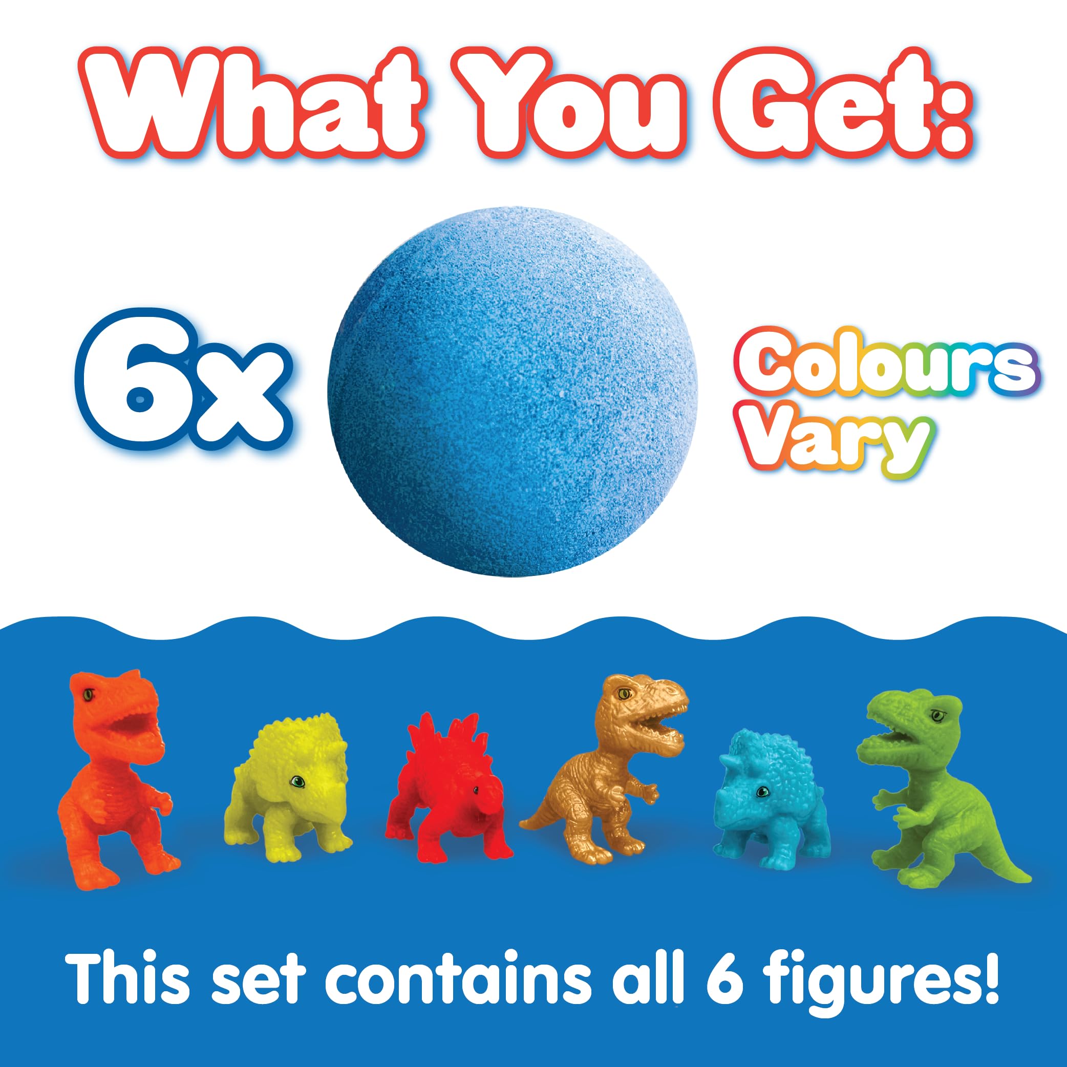 ZIMPLI - 6 x Large Dino Surprise Bath Bombs, 6 Surprise Dinosaur Toys Included, Boys Bath Toys, Christmas & Birthday Gifts, Baff Bomb Present for Kids — view 3