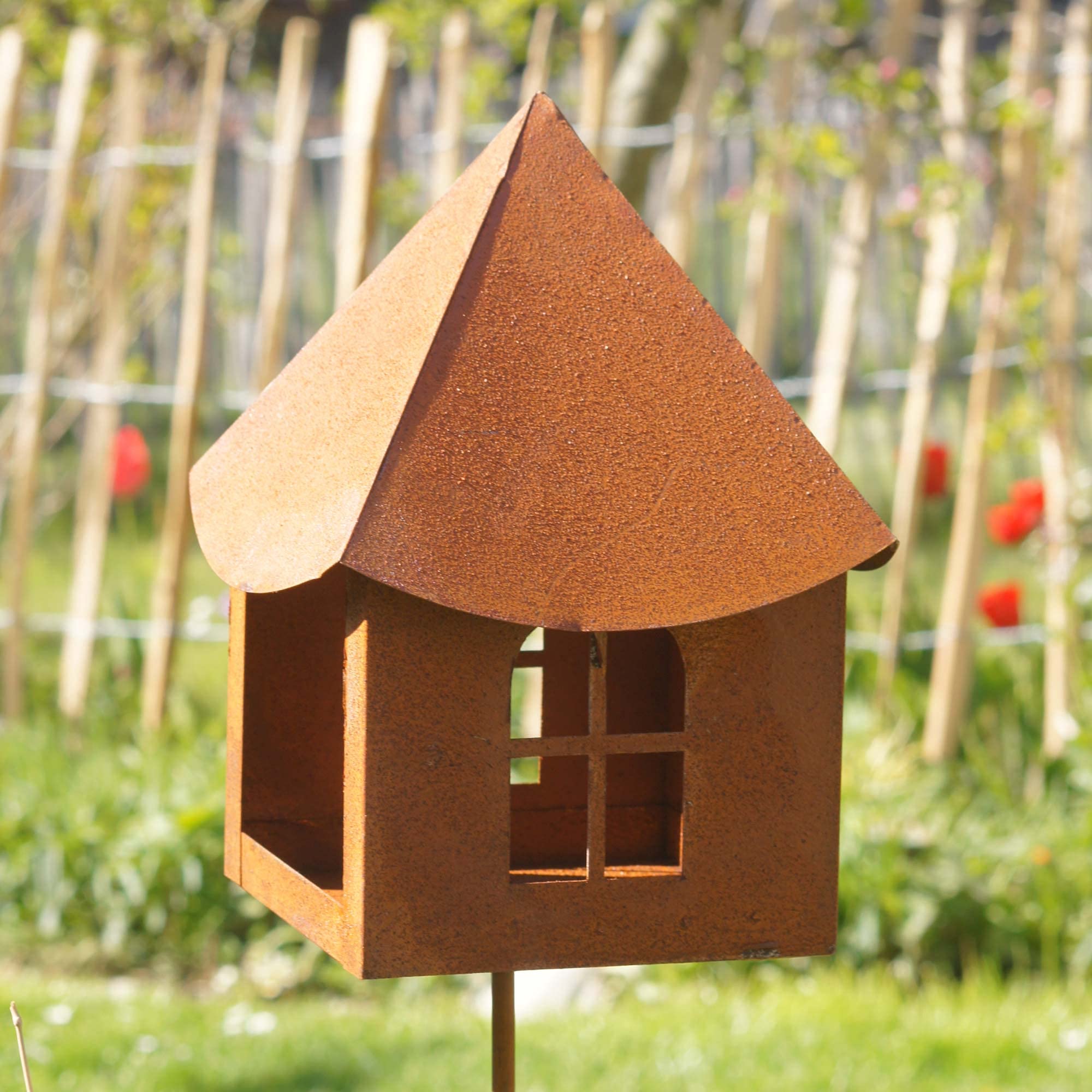 UNUS Gartenstecker Rost Haus, Metallstecker aus Edelrost, Gartendeko