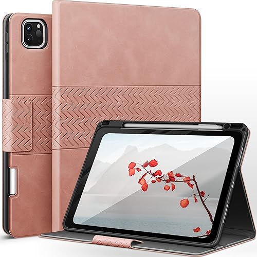 Miniatura 9 de auaua Funda para iPad Pro de 11 pulgadas (4ª, 3ª, 2ª y 1ª generación) con soporte para lápices, apagado y encendido automático, piel sintética Marrón