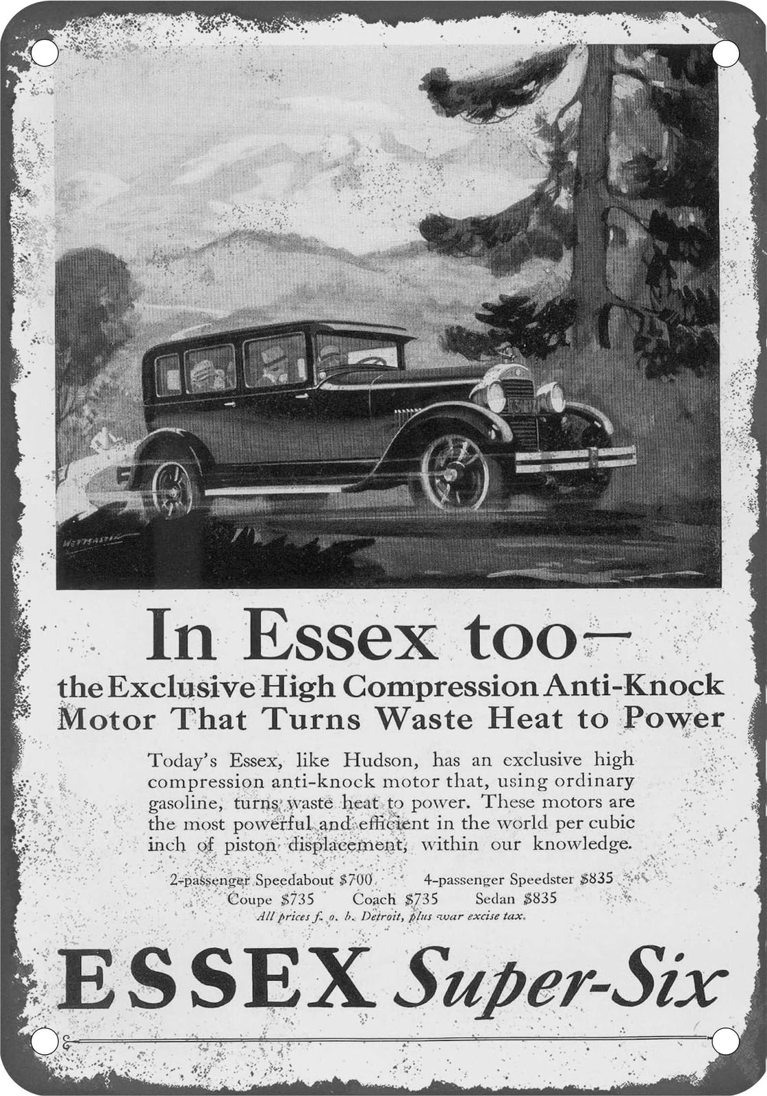 METAL SIGN - 1927 Essex Vintage Ad 01 - Old Retro Rusty Look home decor