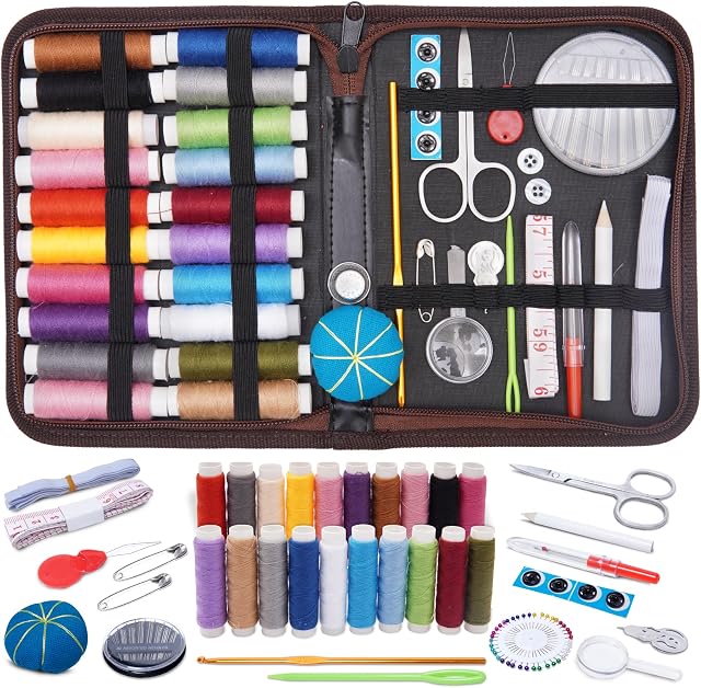 HOUSEEIGHT Sewing Kit - Over 110 Pcs Needle and Thread Kit Includes 20 Strong Threads,40 XL Needles,1 Pin Cushion, Travel Sewing Kits for Adults UK for Emergency & Home Mini Sewing Kit for Beginners