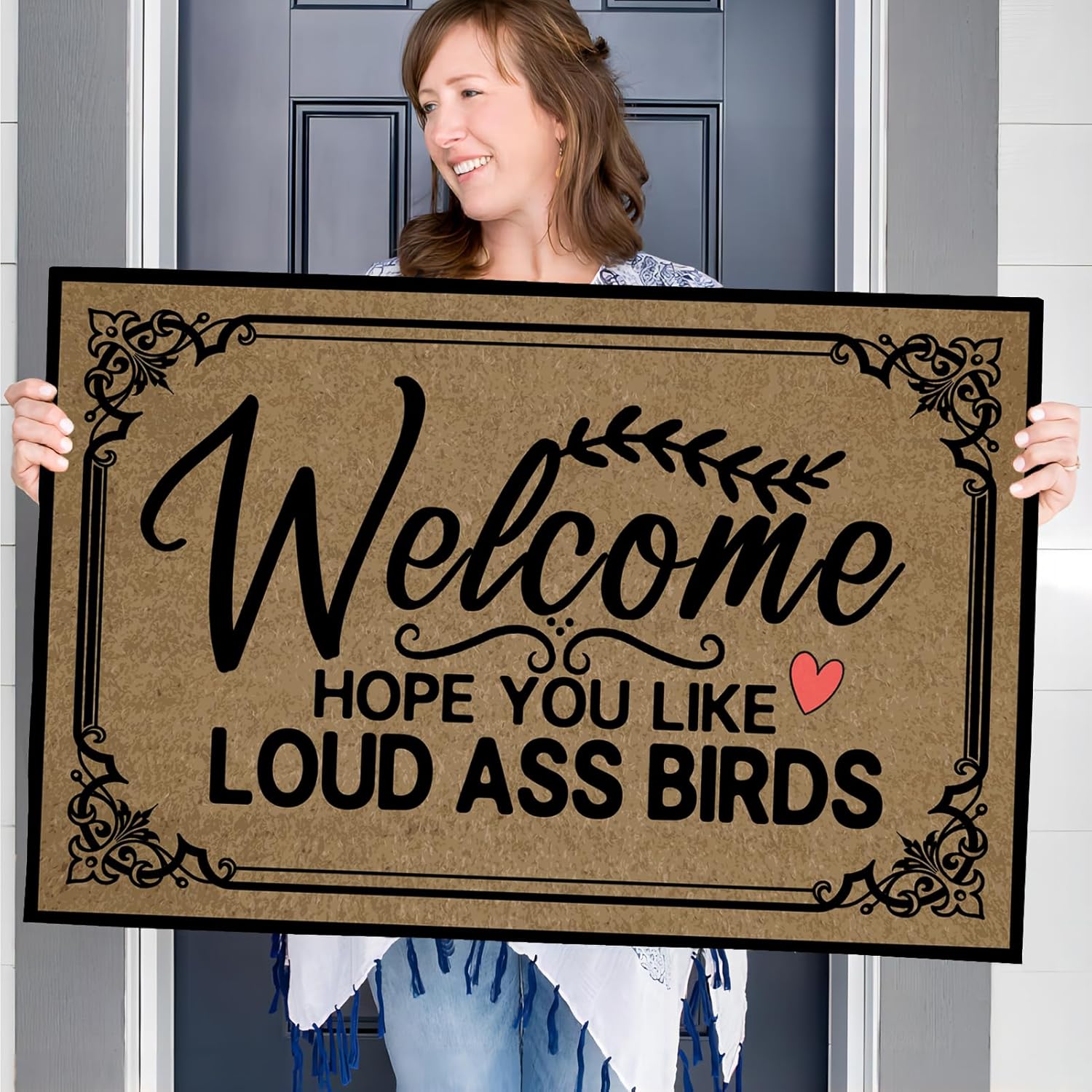 Funny Welcome Mat Hope You Like Loud Ass Birds Funny Housewarming Gift 30" X 18", Funny Thin Front Door Inside Mat Entrance Entry Home Decor Front Door Mats