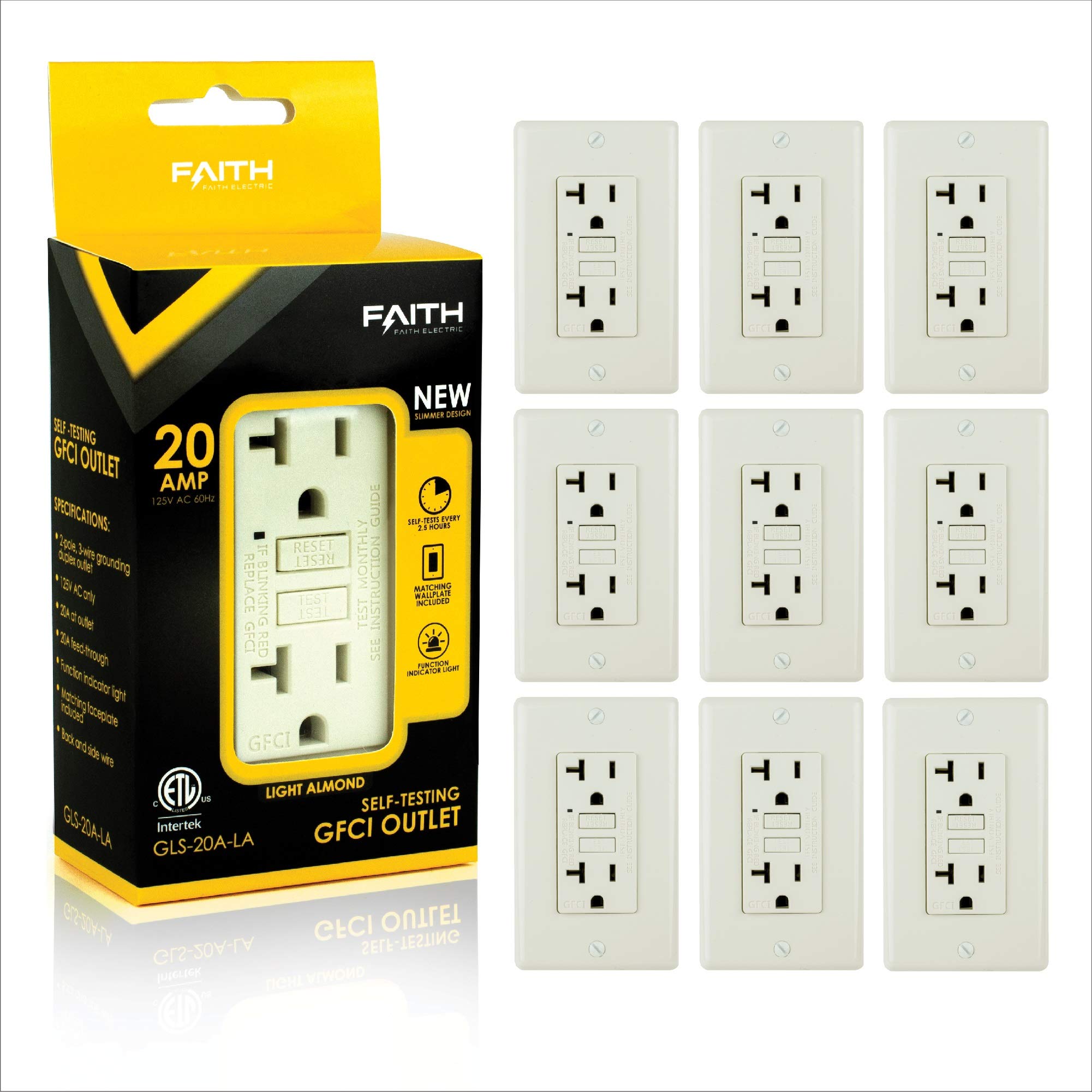 Buy Faith [10Pack] 20A GFCI Outlets Slim, NonTamperResistant GFI