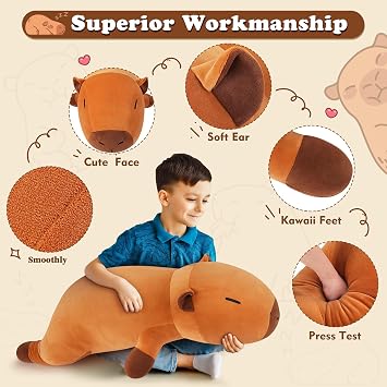 29.9 inch Capybara Plush Toy Large Plush Capybara Giant Age 3+ Cuddly Toy Stuffed Animal Plushies Pillow Cuddle Cute Plush Stuffed Capybara Toys Cushion Christmas Birthday New Year Soft Gift