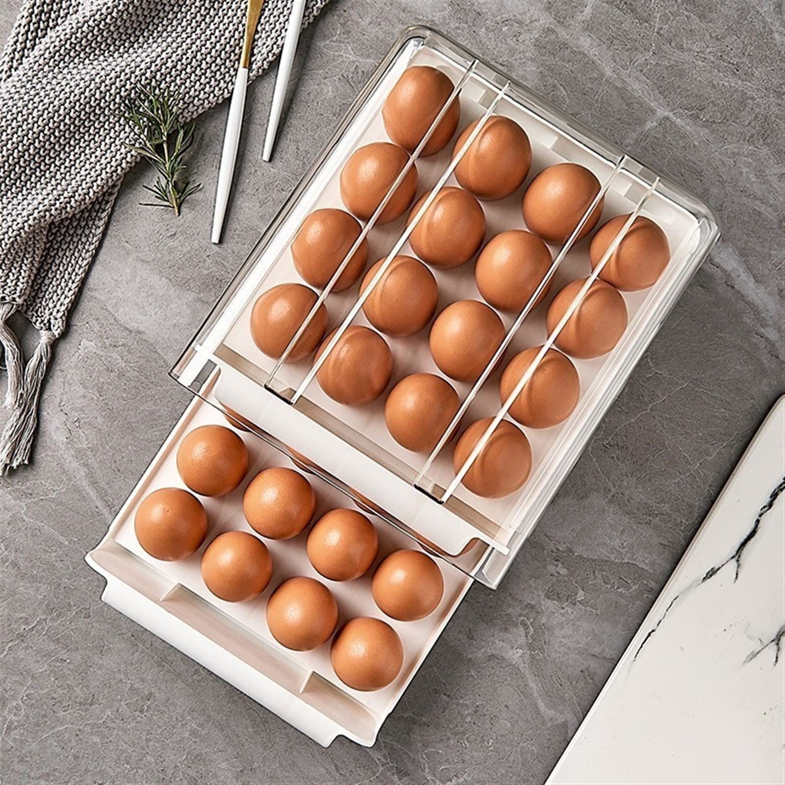 Cubo de Huevos para refrigerador 32 cajón de Huevos de celosía Soporte Organizador de Nevera Caja de Almacenamiento Transparente refrigerador de Cocina