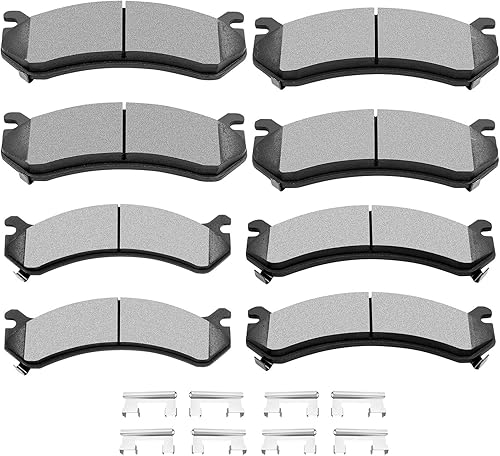 SCITOO D784 D785 Kit de pastillas de freno semimetálicas delanteras y traseras para Chevrolet 1999-2013, para GMC 1999-2013, para Hummer 2003-2009