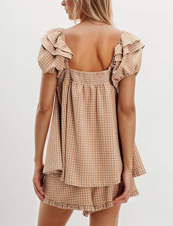 Two Piece Short Sets Kısa Kollu Üst ve Şort Kadın