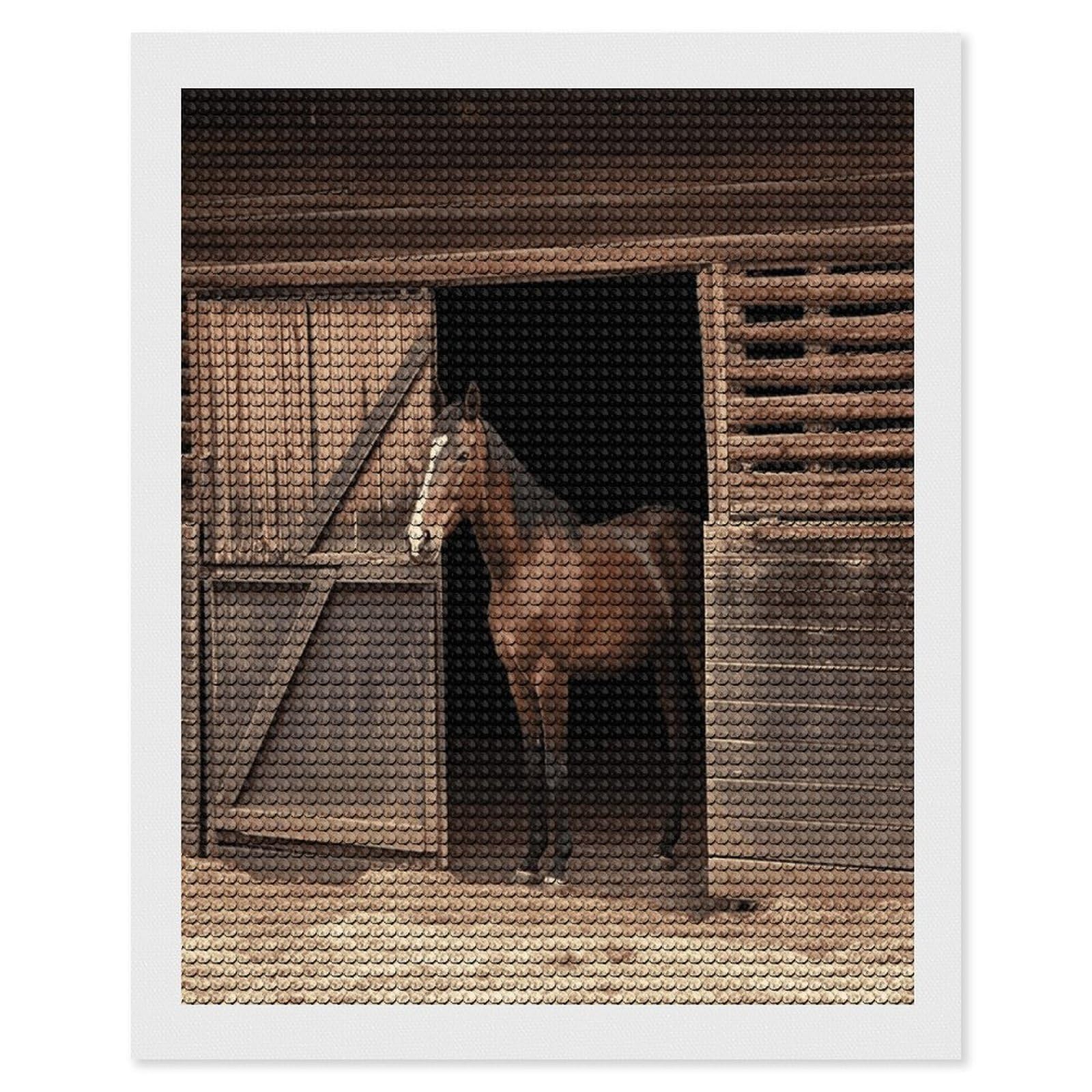 FekiLoot Barn Horse Diamond Art Kits for Adults Diamond Painting Kits for Beginners DIY Diamond Art Kits Round Full Drill Diamond Dot Gem Painting for Home Wall Decor Gift 16"x20"