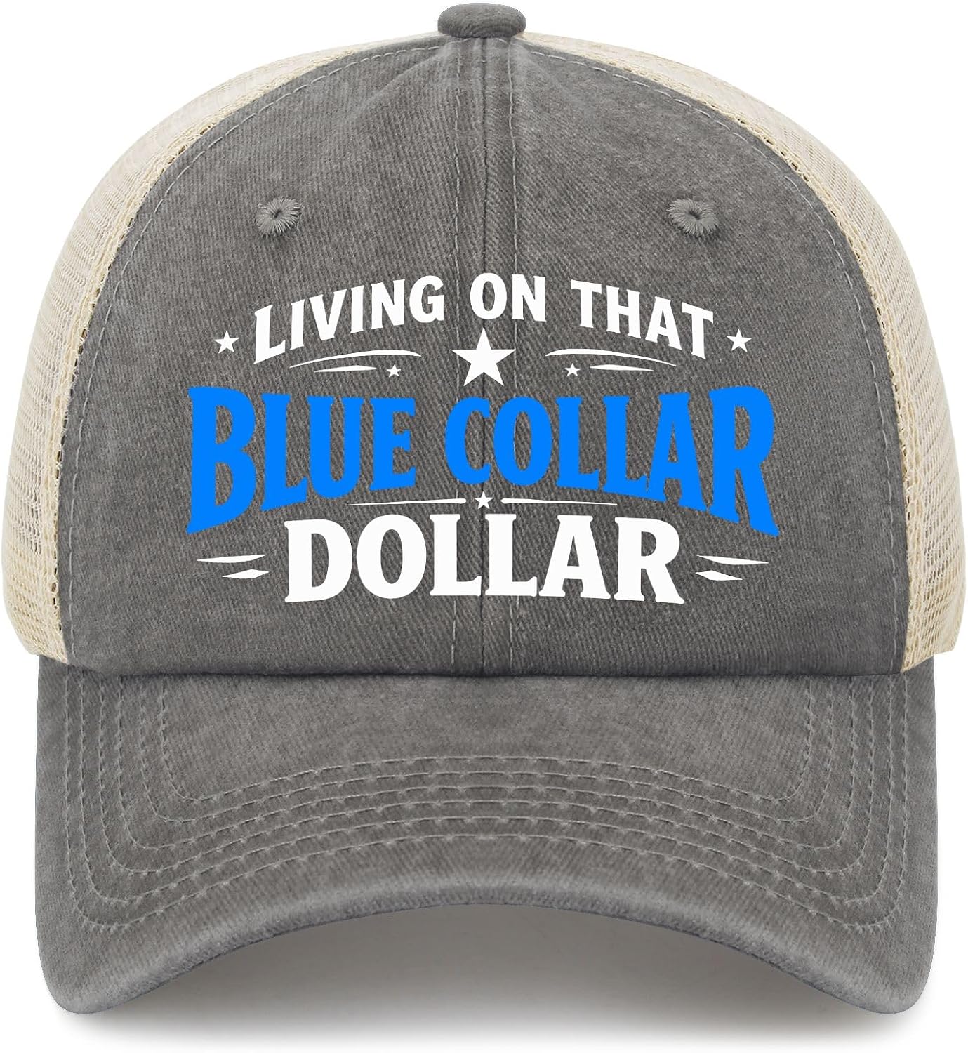 Livin' On that Blue Collar Dollar Hats for Women Vintage Washed Distressed Baseball Caps
