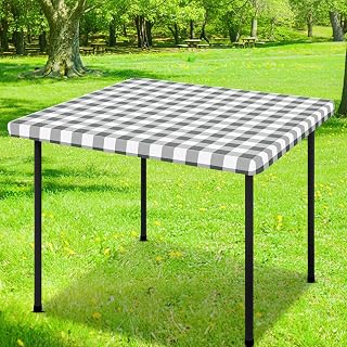 Smiry 36x36 Picnic Table Cloth, Flannel Backed Fitted Vinyl tablecloths