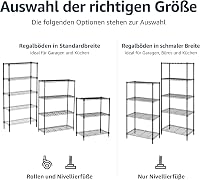 5-úrovňový výškovo nastaviteľný policový systém Amazon Basics, nosnosť 795 kg, s vyrovnávacími nožičkami, čierny, 36 x 91 x 183 cm 5