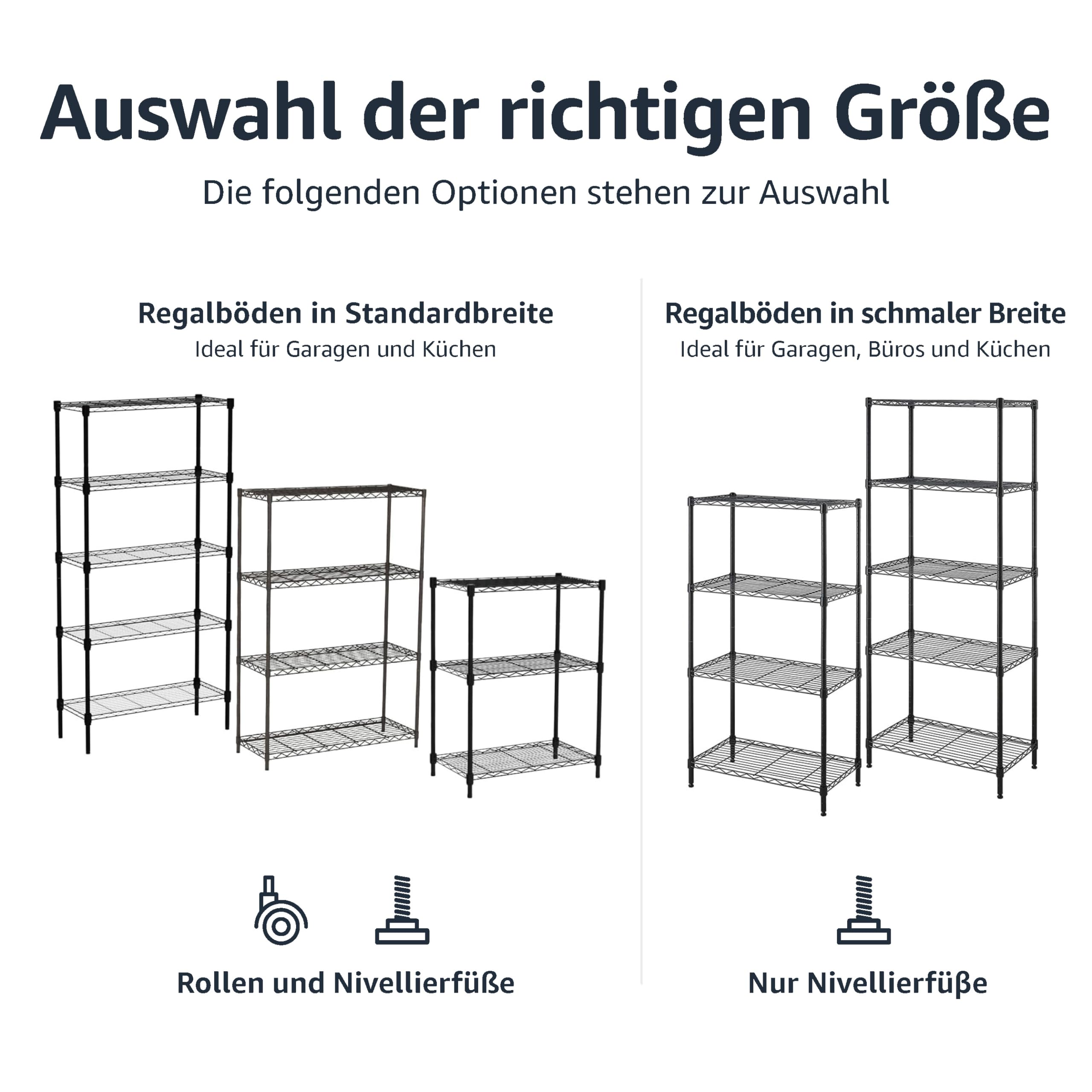 Amazon Basics Aufbewahrungseinheit mit 5 Regalböden, höhenverstellbaren Einlegeböden und Nivellierfüßen, max. Gewicht 795 kg, Schwarz, 36 D x 91 W x 183 H cm
