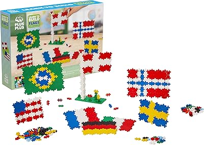 PLUS PLUS - Learn to Build - Flags of The World - 500 Pieces, Construction Building Stem/Steam Toy, Interlocking Mini Puzzle Blocks for Kids