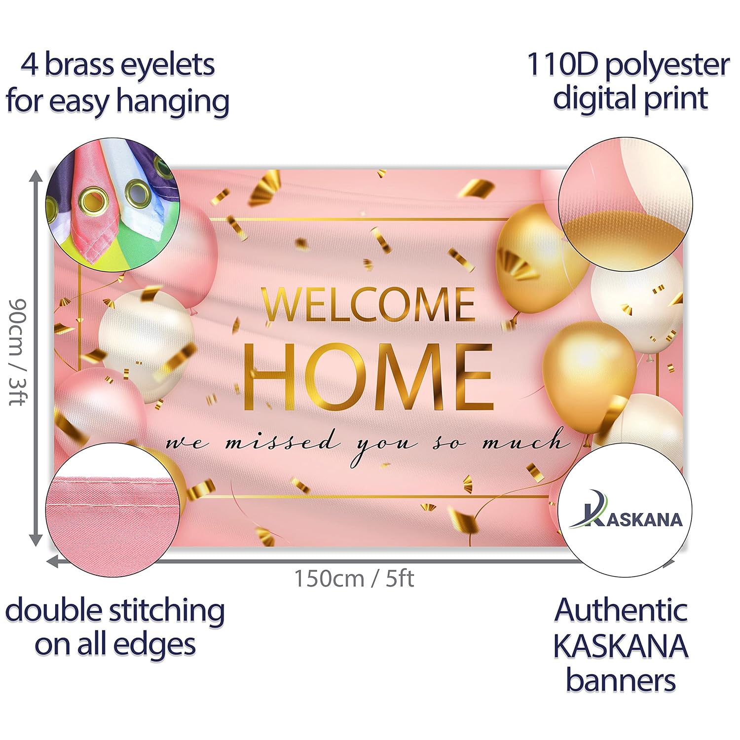 Welcome Home Banner - Rose Gold Welcome Home Decorations 5ft x 3ft - Welcome Back Banner - We Missed You So Much - Image 3