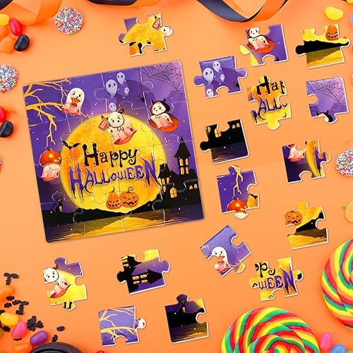 Miniatura 6 de WorldBazaar Rompecabezas de Halloween para niños de 4 a 8 años, paquete de 24 mini rompecabezas de truco o trato para bolsas de regalos, regalos de
