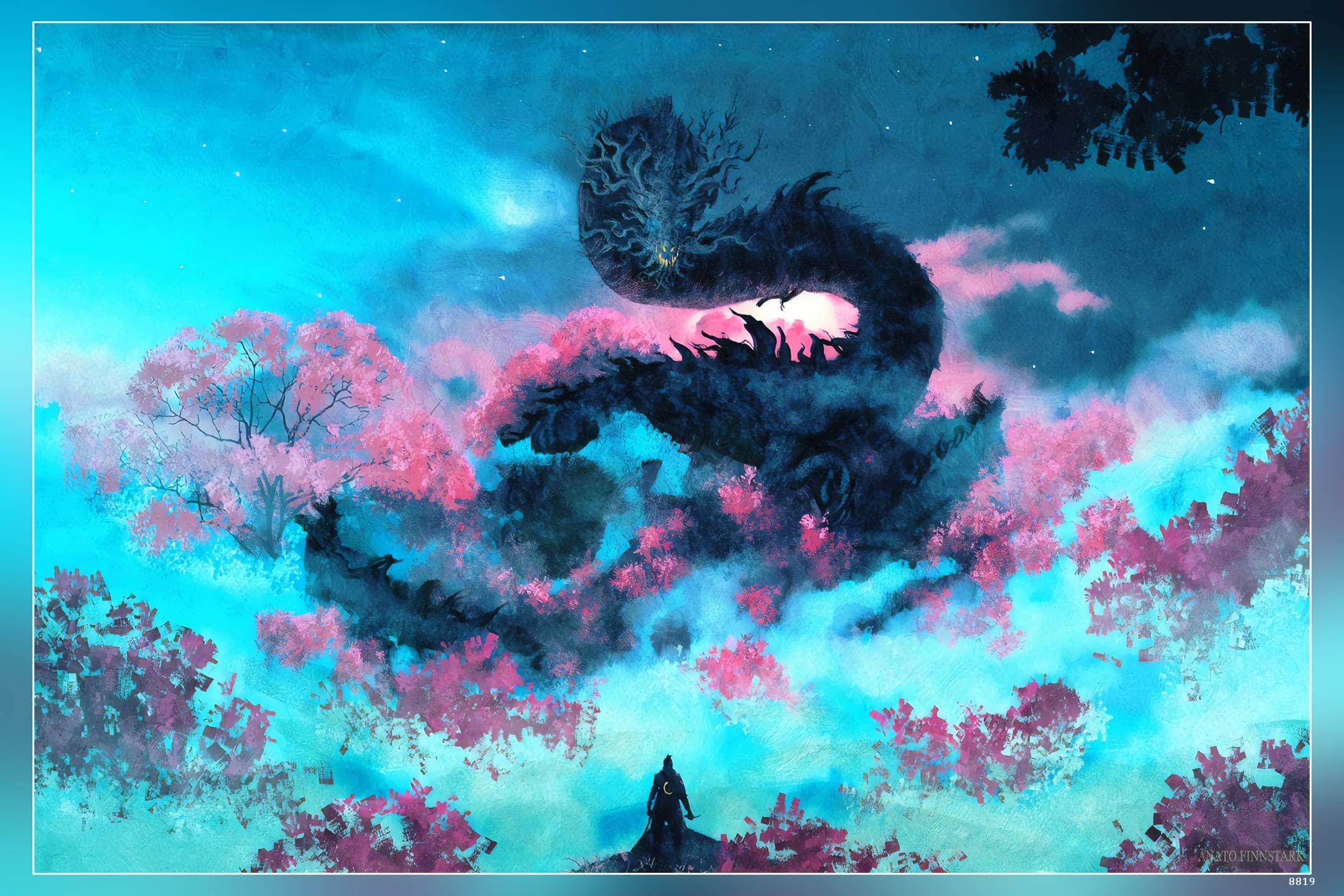 POSTERNEST Creature Environment Digital Sekiro Shadows Die Twice Dragon Poster Matte Finish Paper Print 12 x18 Inch (Multicolor) -8819