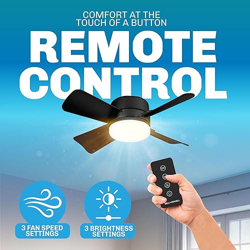 Miniatura 4 de Ventilador de enchufe original  Ventiladores de techo negros con luces y control remoto, ventilador de techo fácil de instalar con repuesto para