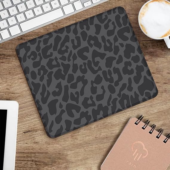 Seorsok Black Leopard Mouse Pad,Mouse Mat Square Waterproof Mouse Pad Non-Slip Rubber Base Mouse Pads for Office Laptop,9.5x7.8x0.12 Inch