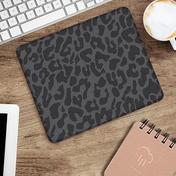 Seorsok Black Leopard Mouse Pad,Mouse Mat Square Waterproof Mouse Pad Non-Slip Rubber Base Mouse Pads for Office Laptop,9.5x7.8x0.12 Inch