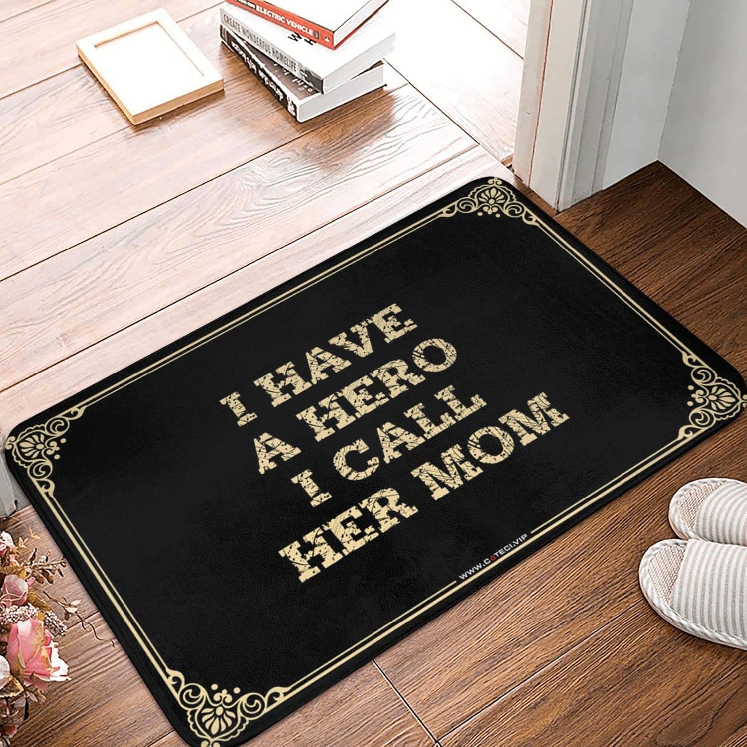 Door Mats Outdoor Funny I Have A Hero Call Her Mom Doormat Front Door Rug Outdoor Rustic Bathroom Rugs(50X80CM)
