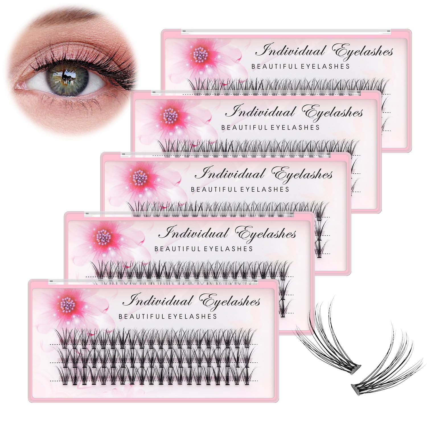 Individual False Eyash Clusters Synthetic Fiber Lash Extensions