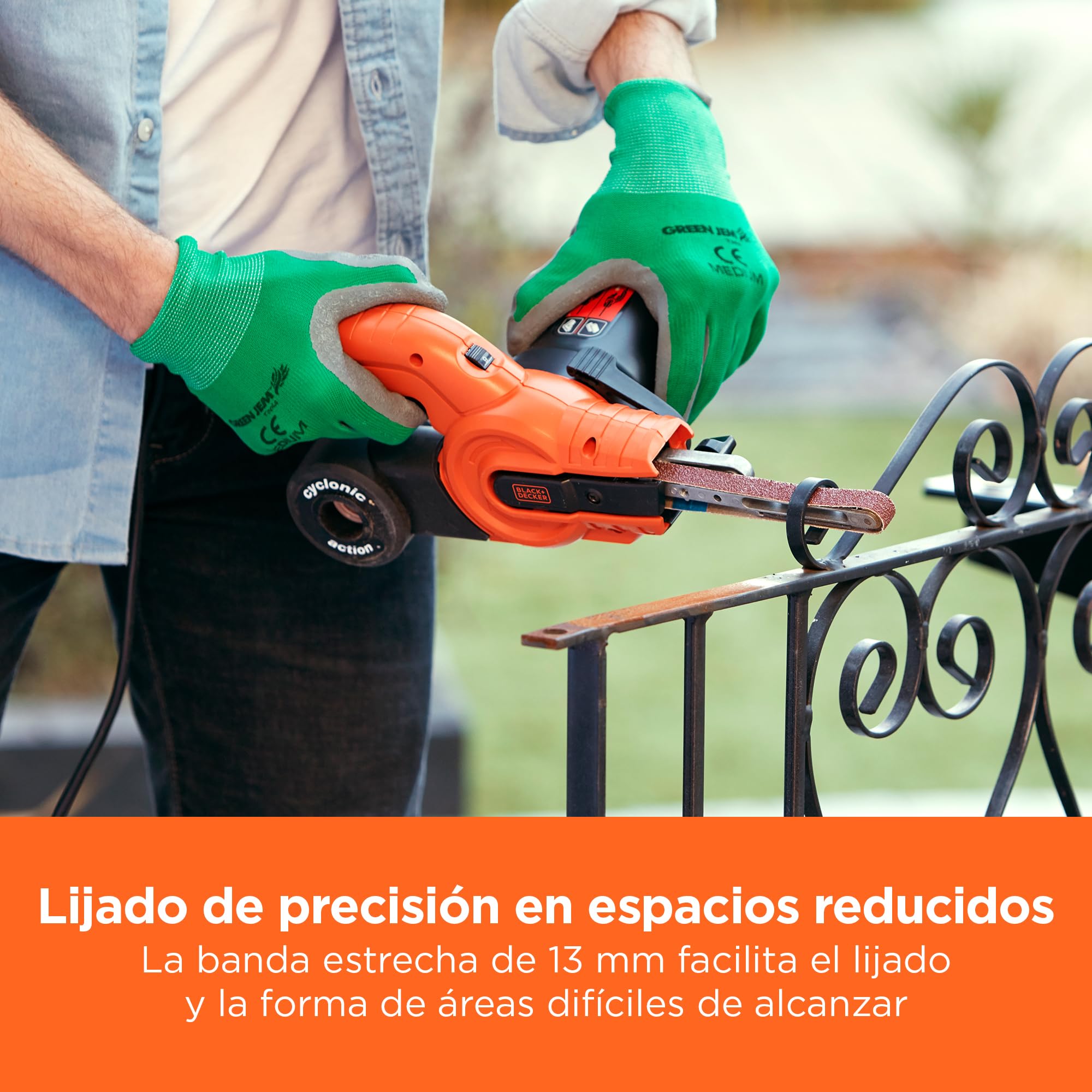 BLACK+DECKER KA900E-QS Lijadora de Lima 350W 13mm con Sistema de Recolección de Polvo