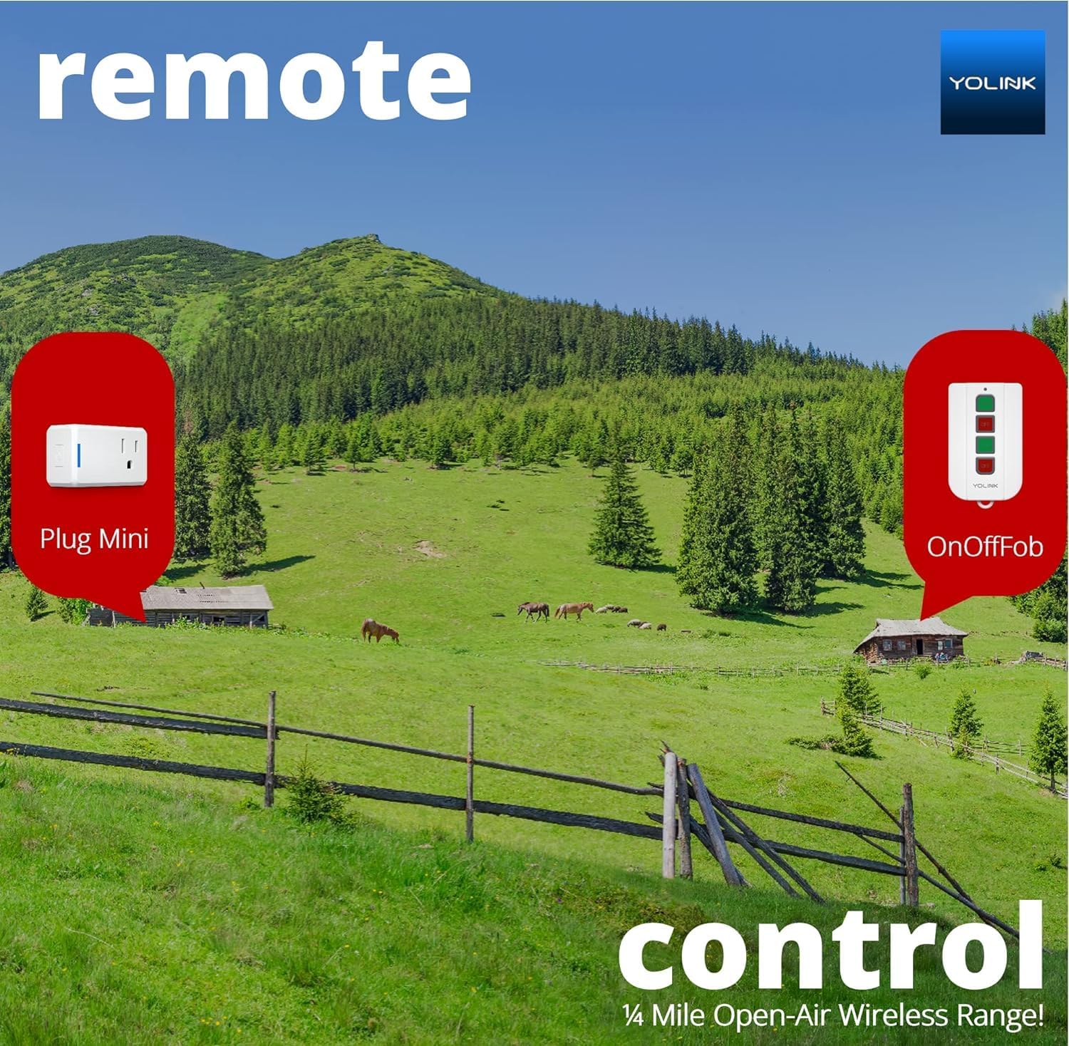 YoLink On/OffFob Programmable 2-Device/Group Smart Fob, LoRa Extreme Long (up to 1/4 Mile Open-air) Range for use with YoLink Smart Plugs, Light Switches, Plugs, Relays, Valves, Locks, etc.