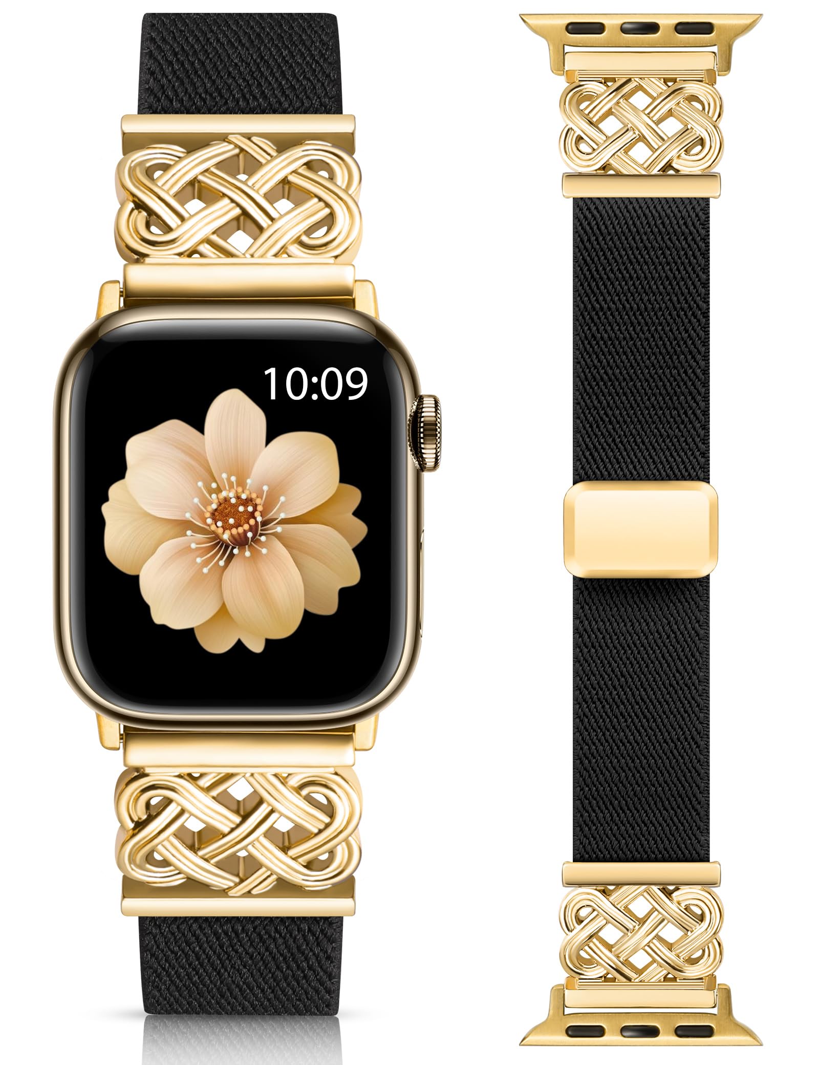 Minyee Magnetic Stretchy Band Compatible with Apple Watch Bands 38/40/41/42/44/45/46/49mm Women Men, Celtic Knot Soft Elastic Nylon Fabric Strap for iWatch Series 11 10 9 8 7 6 5 4 SE/Ultra 3 2 1 — view 13