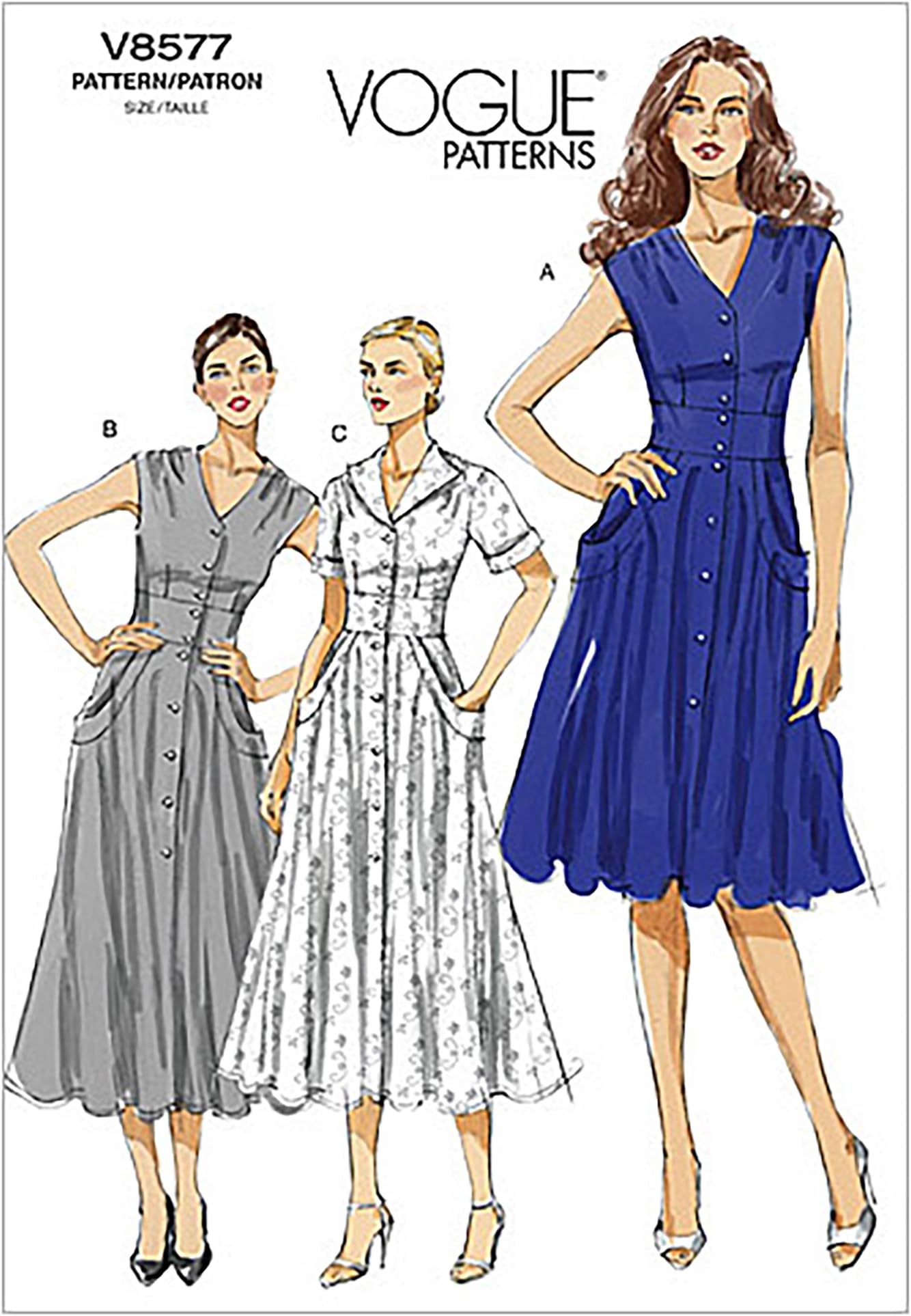 Vogue Patterns V1312 Size B5 8-10-12-14-16 Misses' Dress : Amazon.co.uk