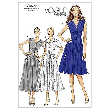 洋書 The Pattern of English Vogue Patterns 1588 Close fitting lined dress has front slit