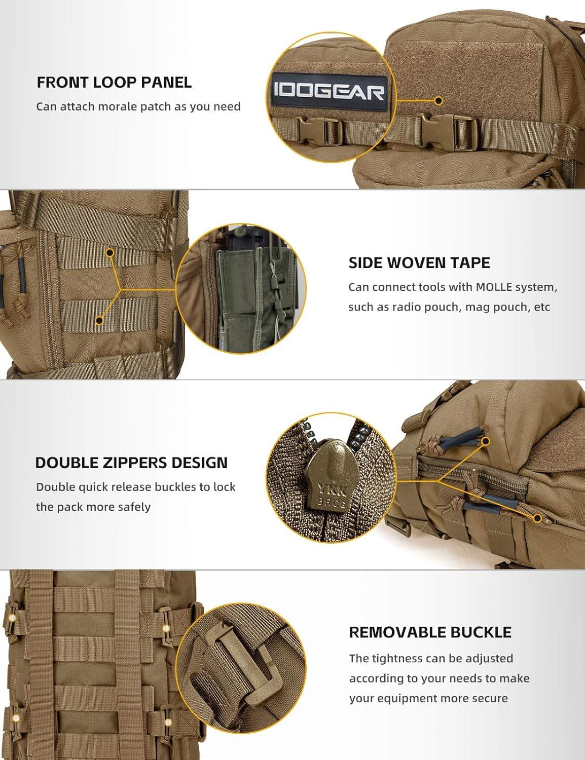 IDOGEAR Mini Tactical MOLLE Hydration Pack Water Reservoir Bag Outdoor Water Bladder Carrier Pack for Tactical Vest Backpack - Image 5