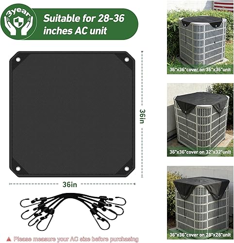 Miniatura 2 de Air Conditioner Covers for Outside Units 36 x 36, 600D Waterproof AC Cover, AC Condenser Winter Cover - Snowproof, Rainproof