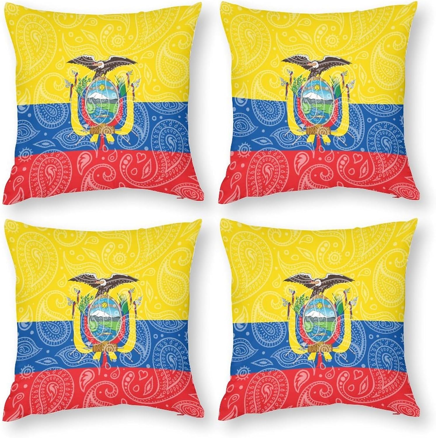 Ecuador Flag Printed Throw Pillow Case 4 Pcs Soft Pillowcases Pillows Covers Sofa Bed Decor 12/14/16/17/18/20/22/24/32 Inches