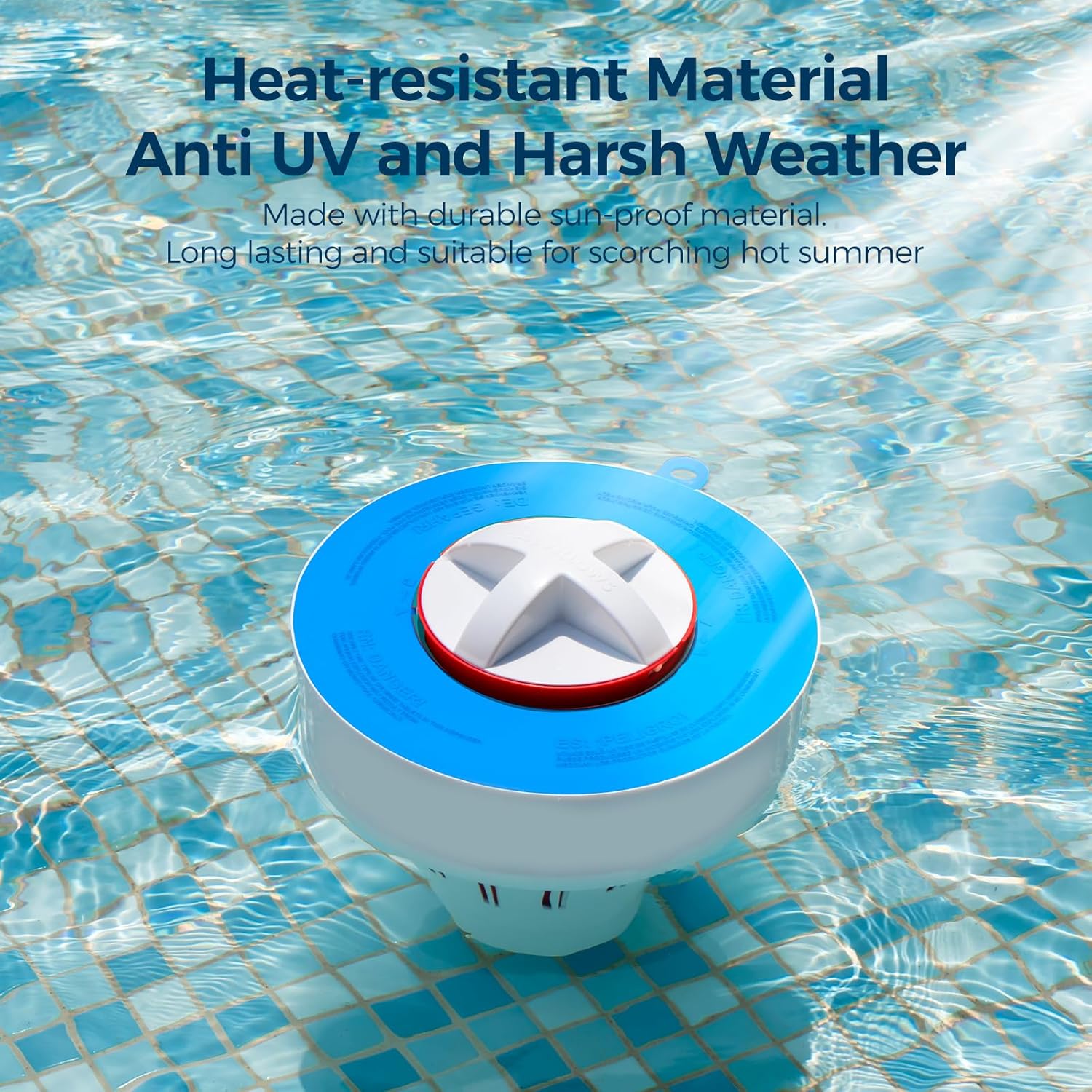 Pool Tablet Dispenser for 3 inch Tablets, Floating Tablet Holder with Reminder and 3 Adjustable Settings, Durable Floater for Pools, Large Size (Navy Blue)