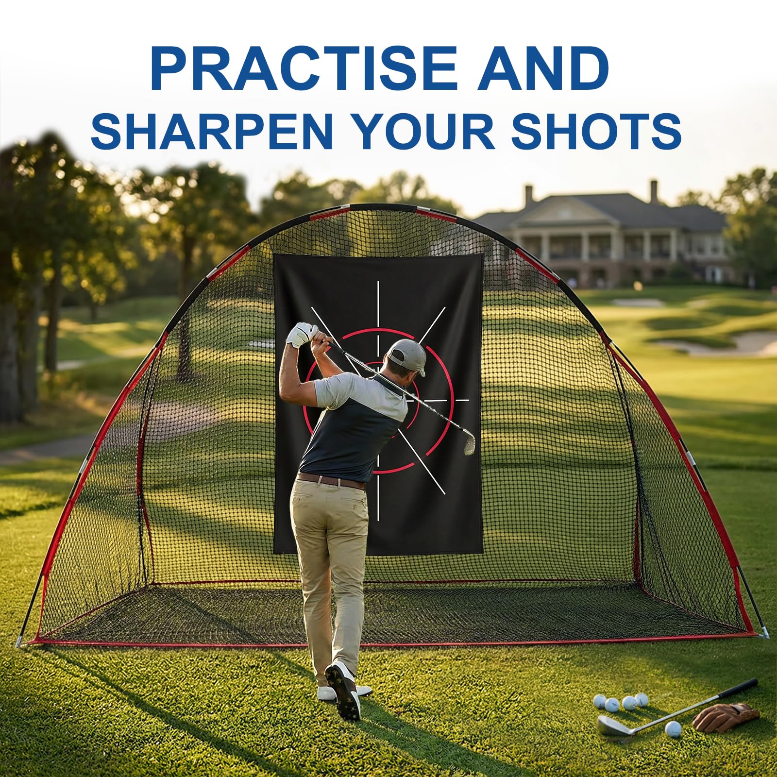 Golf-Netz, 3 x 2,1 m, faltbares Golf-Übungsnetz mit seitlicher Barriere und Tragetasche für Zuhause, Hinterhof, Garage, Übungstraining, Fahren, Chipping Swing