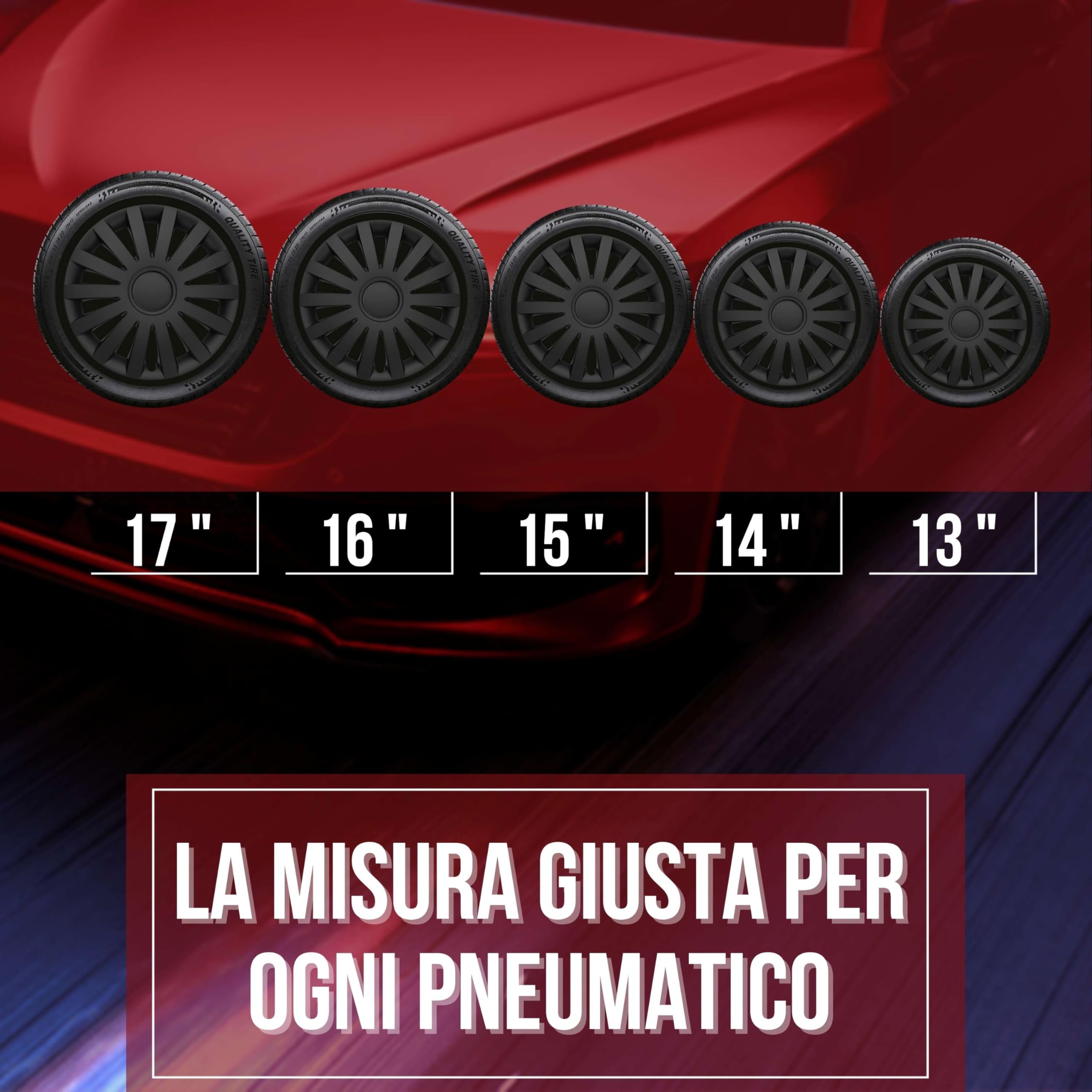 Albrecht 17 pollici copricerchi nero opaco per cerchioni in acciaio - Copriruote in plastica di alta qualità - Copriruote durevoli in confezione originale Albrecht - Made in EU