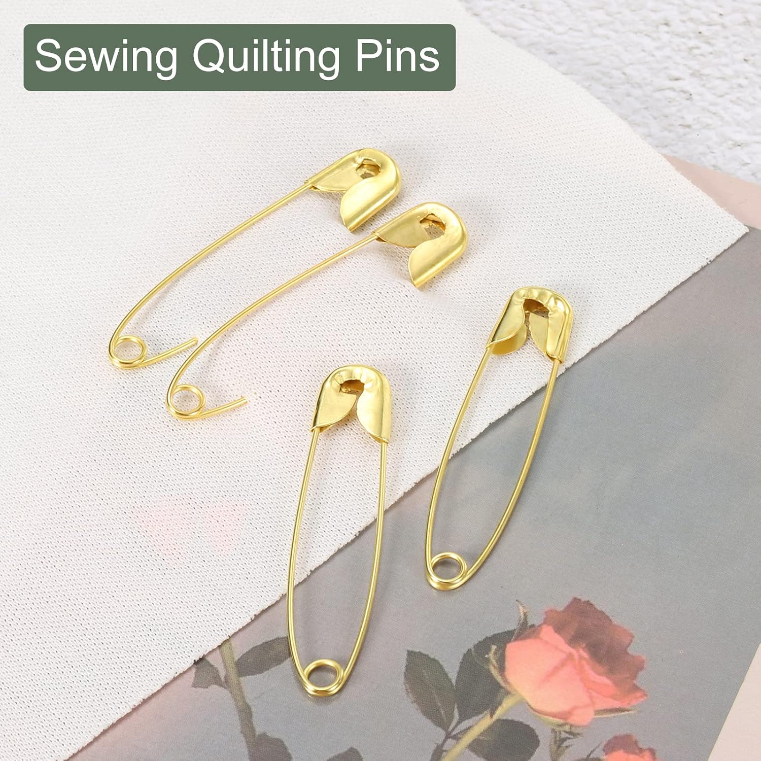 YOKIVE 120 Pcs Safety Pins, Sewing Pins | Great for Art, Craft, Clothing, Daily Use (Gold, 1.77-Inch)