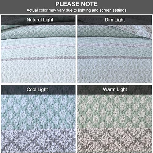 Vista 36 de SahSahCasa Juego de edredón tamaño King, edredón floral 100% algodón, juego de ropa de cama King, edredón reversible ligero de retazos para todas