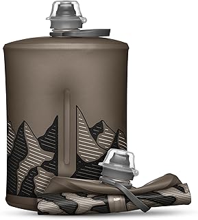 HydraPak Stow – faltbare Trinkflasche für Rucksacktouren (1L) - BPA-frei, ultraleicht, auslaufsicherer Drehverschluss – Mammutgrau