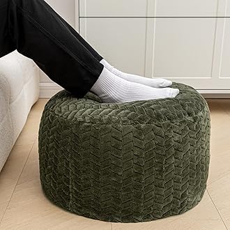 Asuprui Pouf Ottoman Stuffed Ottoman Foot Rest with Filler Floor Pouf Floor Bean Bag Foot Rest Storage for Living Room Bedroom Green