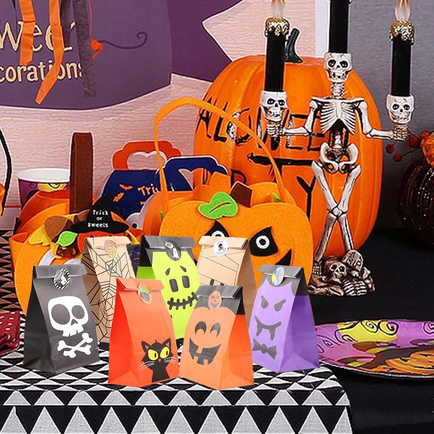 200 Sacchetti Caramelle Halloween EIHI 10x10cm - Bustine Regalo Con Fantasmi E Zucche Per Feste