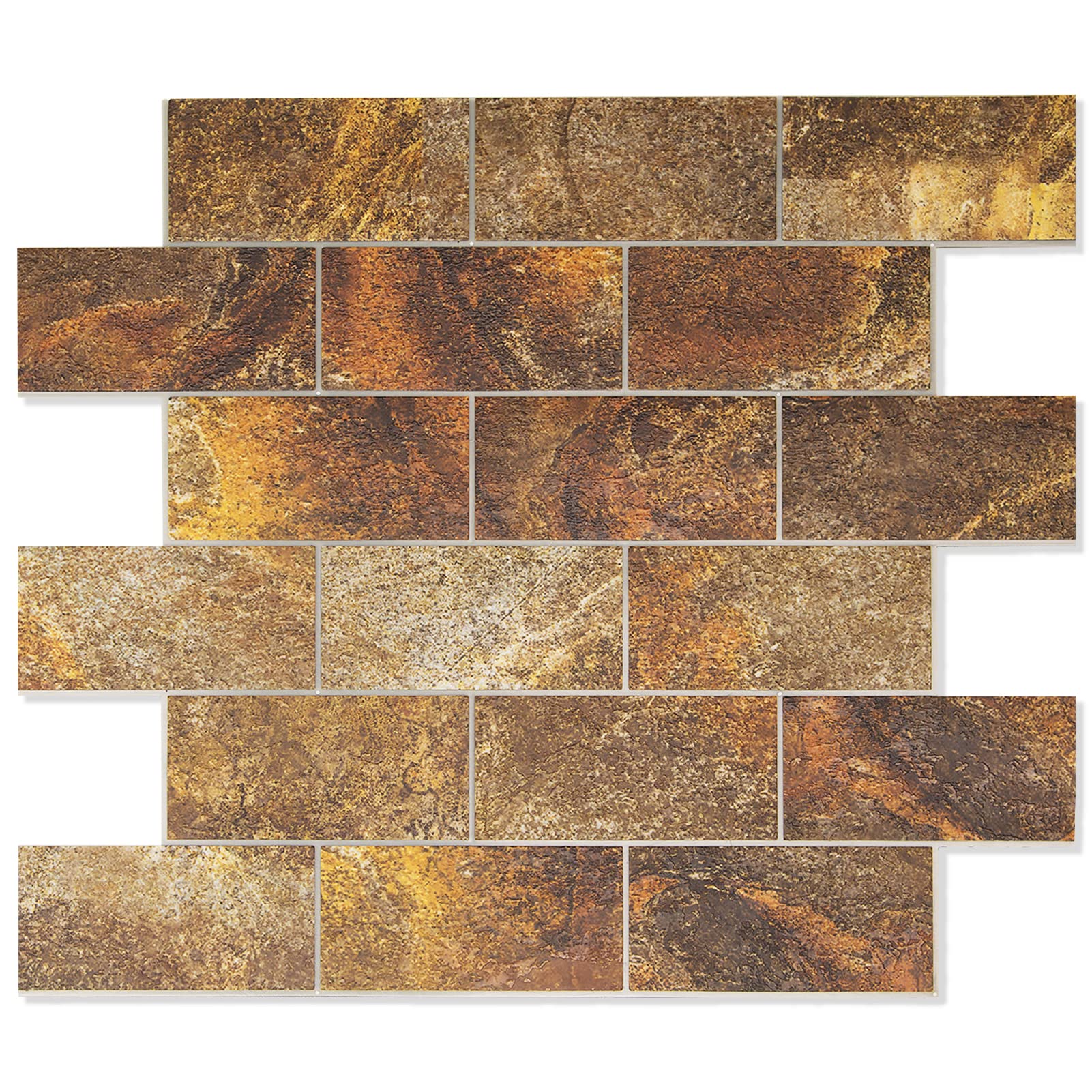Yipscazo Peel and Stick Backsplash, Stick on Backsplash PVC Wall Tiles for Kitchen in Rusty