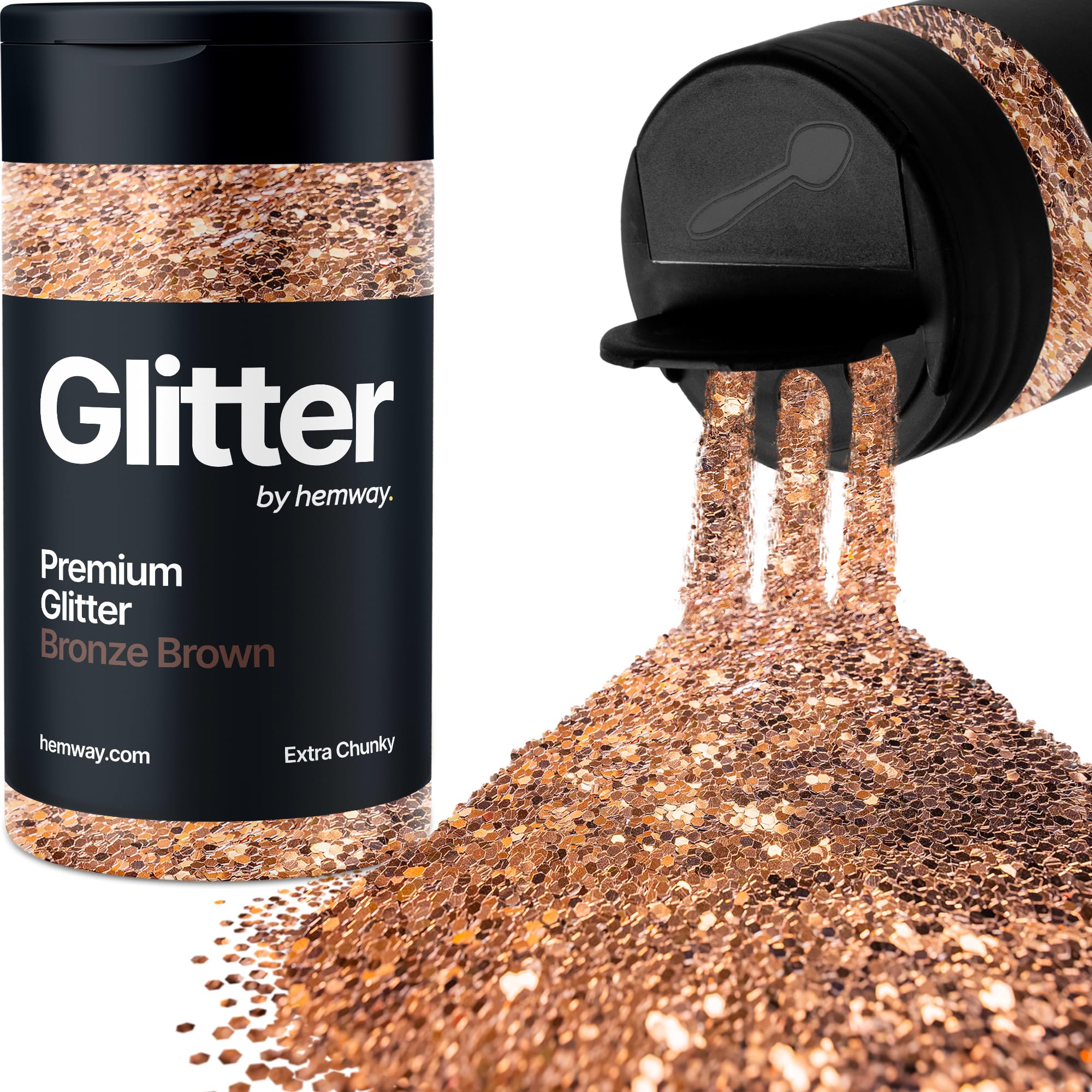 Bronze Brown Glitter Shaker, 130g Extra Chunky Glitter, Crafts 1/24" Metallic Flake Bronze Brown Sequins